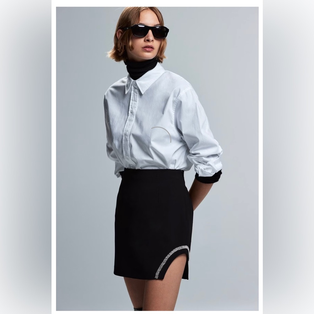 Zara Rhinestone Mini Skirt Black M w Tags